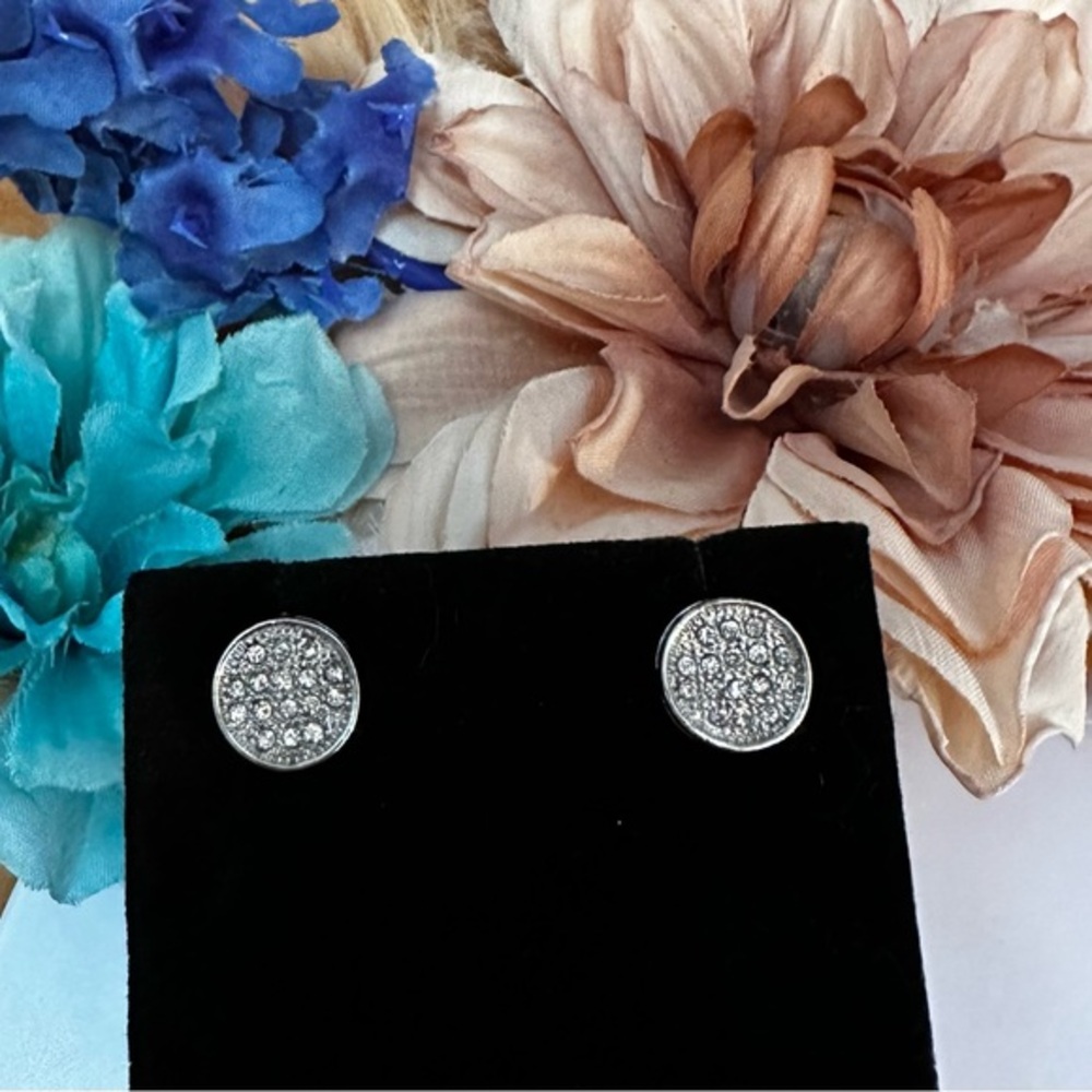 Micro Pave Diamond Disc Stud Earring NEW!